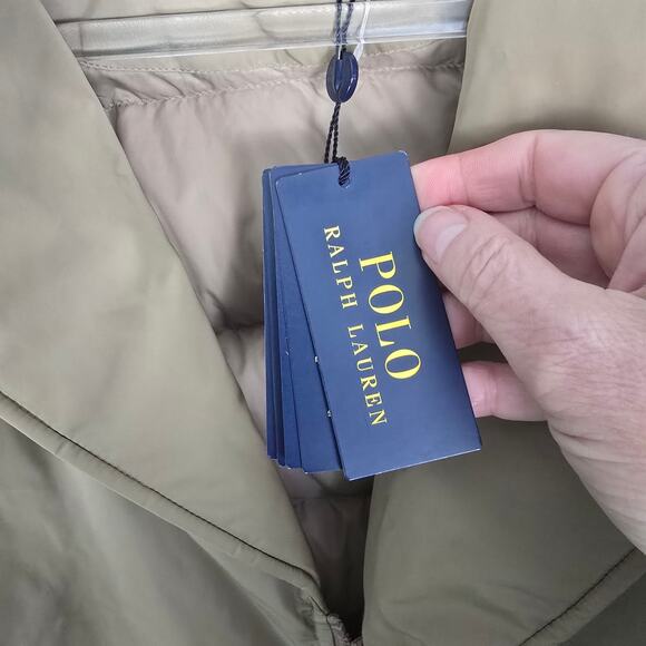 Polo Ralph Lauren Tan Water Repellent Belted Down Jacket Blazer Style Large New - Picture 11 of 13